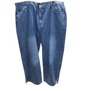 PrettyLittleThing NWT Plus Mid Wash‎ Split Hem Straight Denim Jeans 26